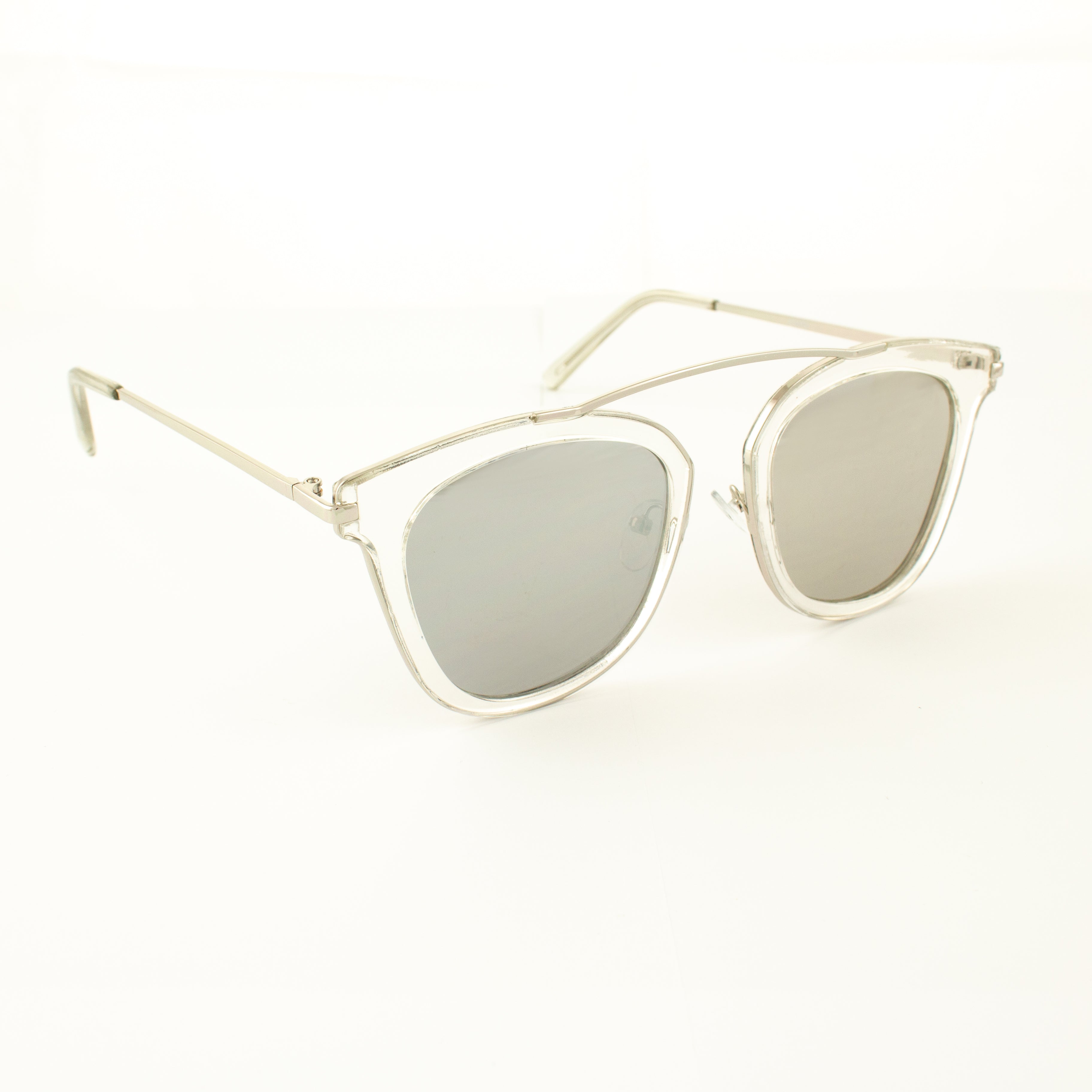 Lentes Neo Clubmaster Mixed Media - Clear Plateado Costa Rica